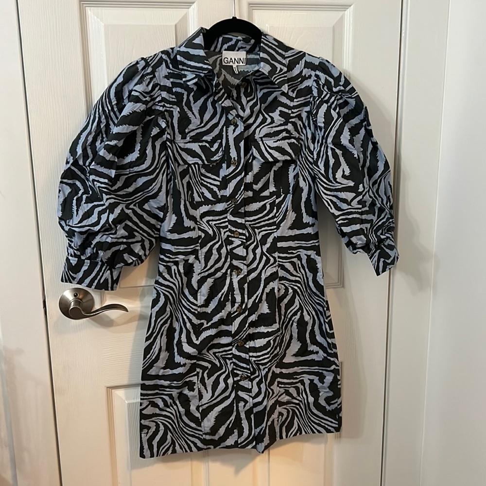 Ganni puff sleeve shirt dress